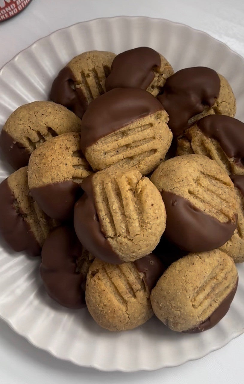 CHOCOLATE DIPPED ALMOND BISCUITS