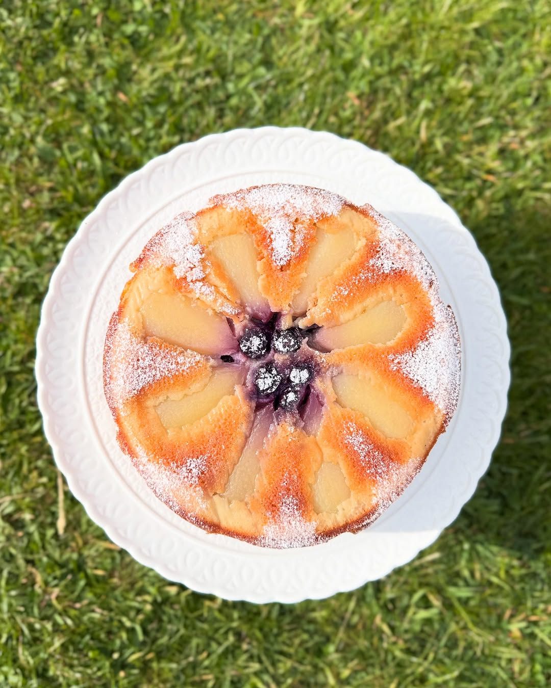 Pear, Blueberry and Elderflower Yoghurt Cake