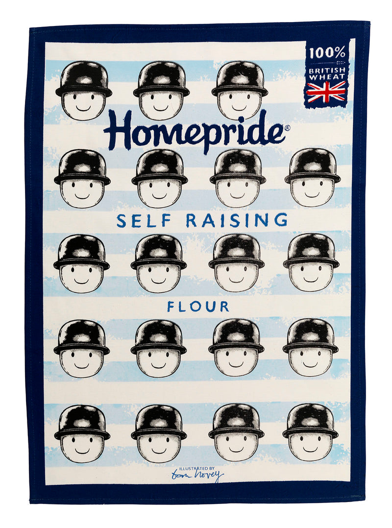 Fred blue tea towel by Tom Hovey